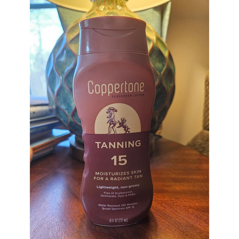 Coppertone Sunscreen Lotion Tanning 15 Moisturizes Skin For Radiant Tan 8oz.